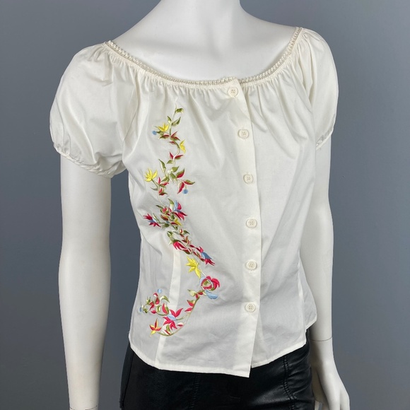 Vintage Embroidered Cotton Peasant Blouse - Picture 1 of 7